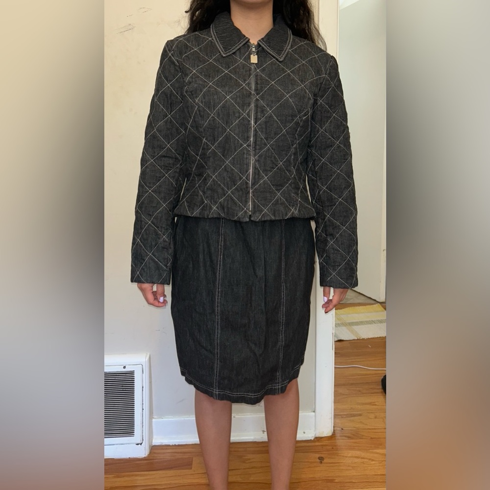90’s grunge denim skirt and jacket set